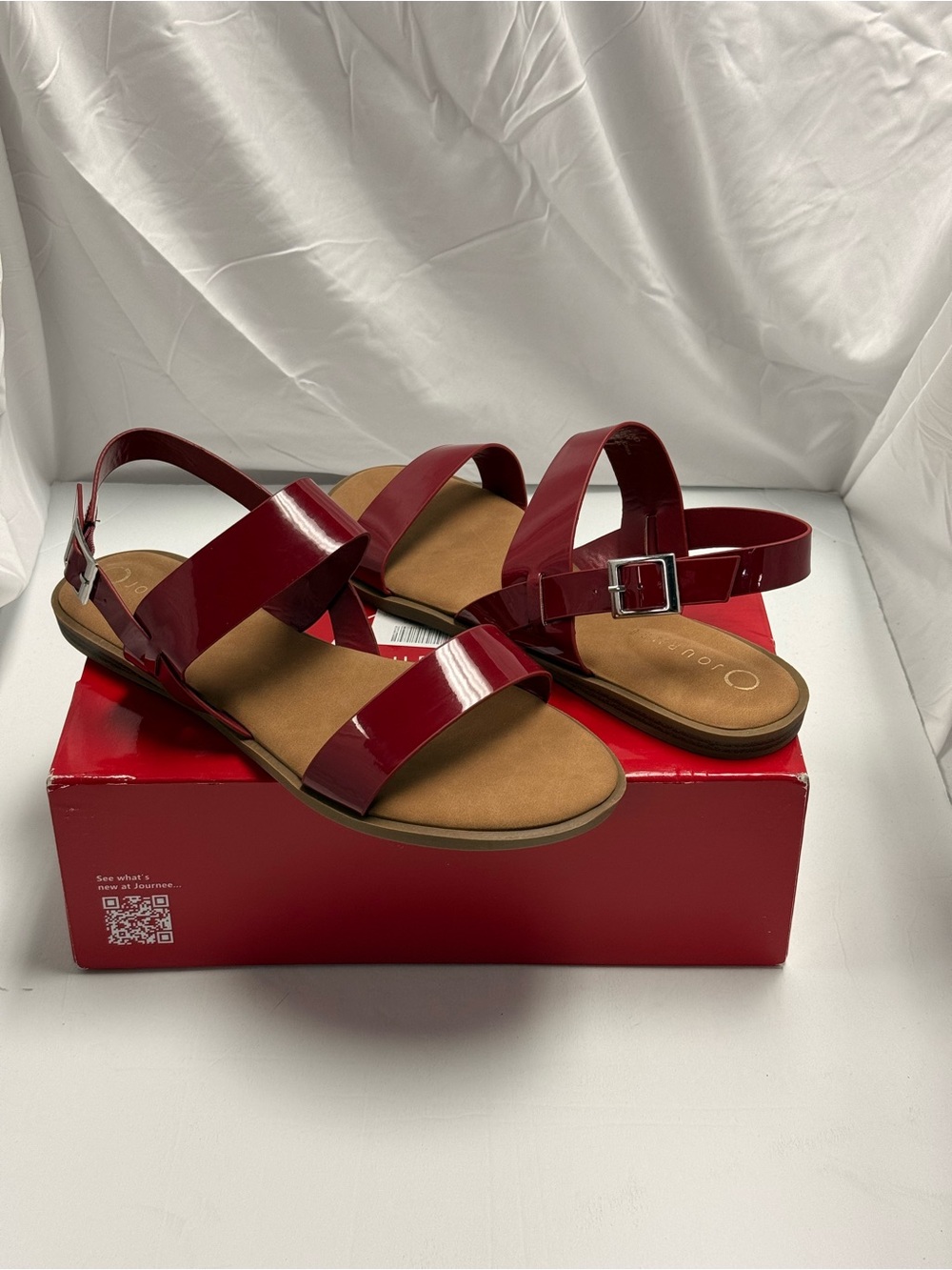 Journee Collection Red Patent Strappy Sandals